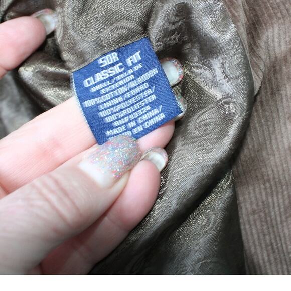 Vintage Stafford Men's Stafford Corduroy Blazer Tan Gray Elbow Patch  Size 50R - Picture 7 of 9